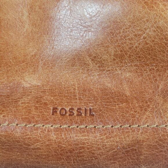 Fossil Haskell Double Zip Workbag Brown Leather FLAW - Picture 5 of 10